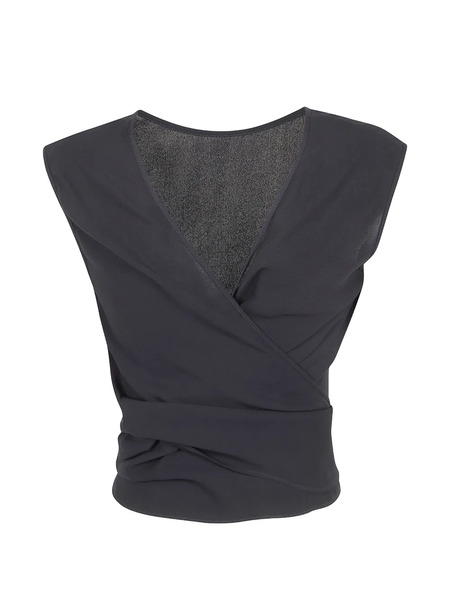  Mantu Wrap-tie Blouse - Grey 