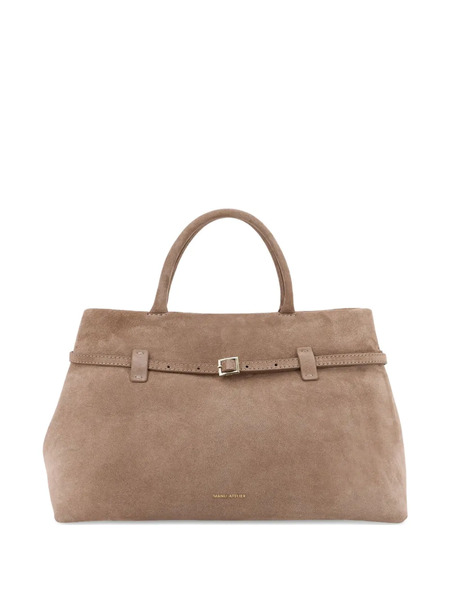  Manu Atelier Le Cambon 35 Buckle-fastening Suede Handbag - Neutrals 