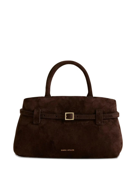  Manu Atelier Le Cambon 25 Buckle-strap Suede Handbag - Brown 
