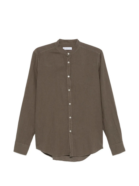  Manuel Ritz Collared Cotton Linen Shirt - Green 