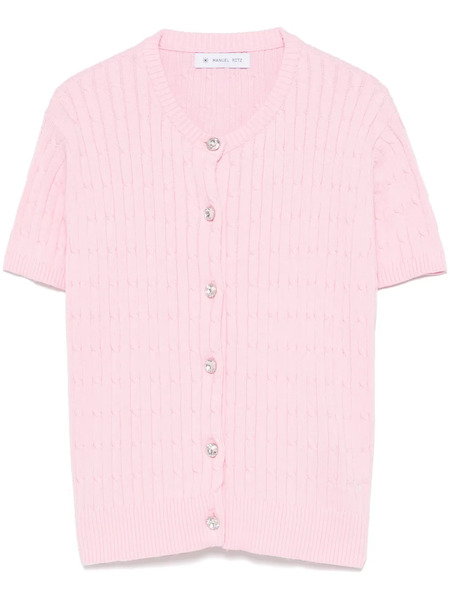  Manuel Ritz Cotton Short-sleeve Cardigan - Pink 