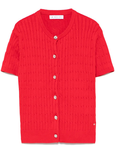  Manuel Ritz Cotton Short-sleeve Cardigan - Red 
