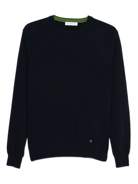  Manuel Ritz Crew-neck Floral-pattern Sweater - Black 
