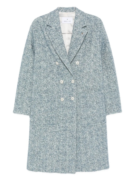  Manuel Ritz Double-breasted Chevron-tweed Coat - Blue 