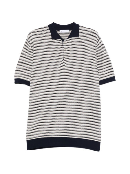  Manuel Ritz Geometric-pattern Polo Shirt - Blue 