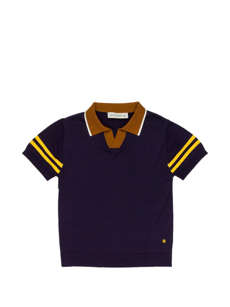  Manuel Ritz Kids Striped-trim Polo Shirt - Blue 