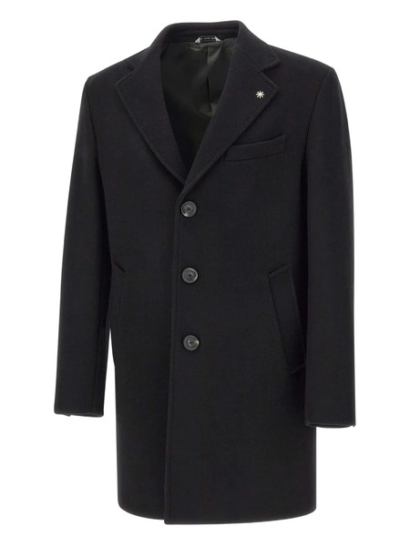  Manuel Ritz Notched-lapel Pin-detail Coat - Black 