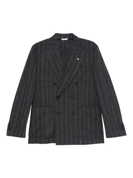  Manuel Ritz Nuvola Double-breasted Pinstripe Blazer - Grey 