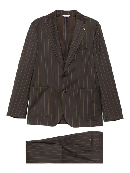  Manuel Ritz Pinstripe Blazer - Brown 
