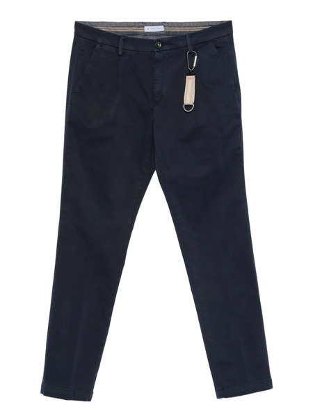  Manuel Ritz Pleated Twill Chino Trousers - Blue 