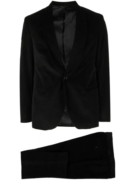  Manuel Ritz Single-breasted Velvet Suit - Black 