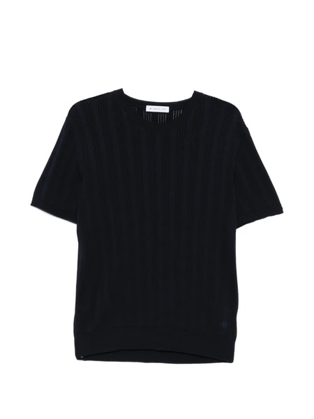  Manuel Ritz Vertical Stripe Perforated T-shirt - Black 