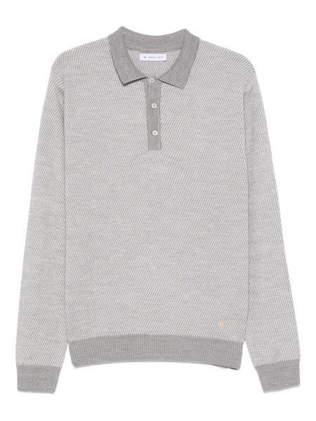  Manuel Ritz Wool-blend Jacquard Polo Shirt - Grey 