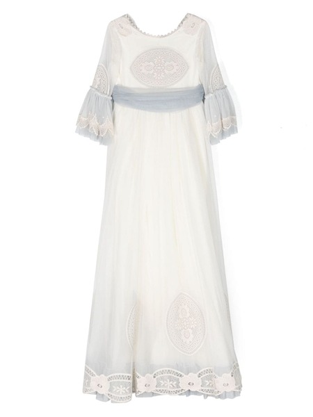  Manuela Macías Ivonne Empire-line Tulle Dress - White 