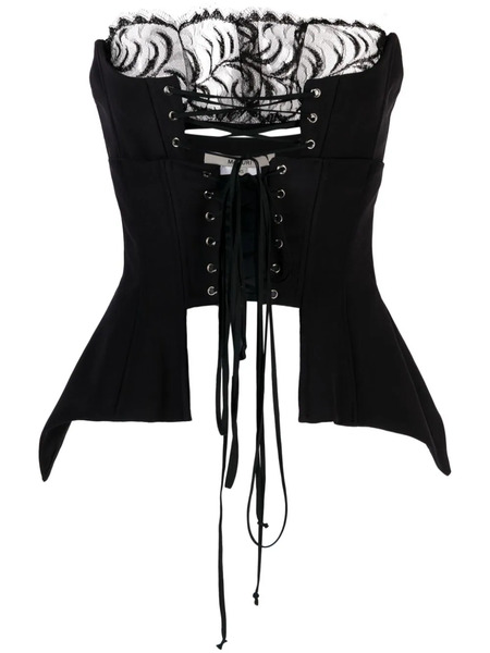  Manurí Corset-style Panelled-lace Top - Black 