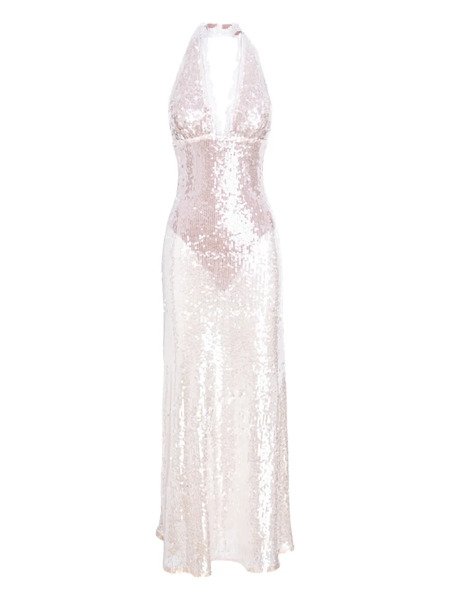  Manurí Pixie Sequin-embellished Halterneck Maxi Dress - Neutrals 