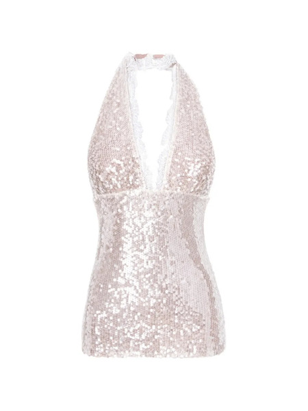  Manurí Pixie Sequin Lace Top - Neutrals 