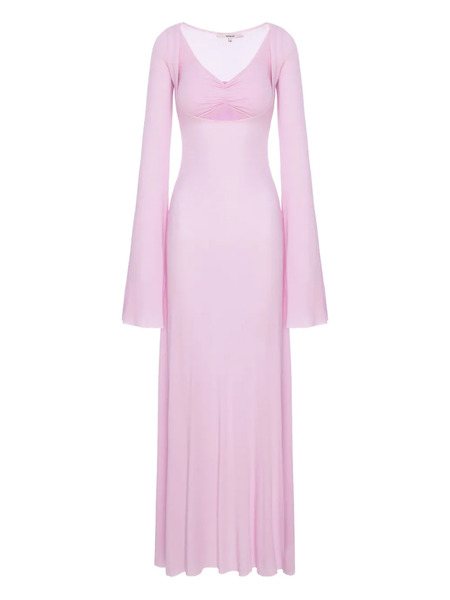  Manurí V-neck Long-sleeve Maxi Dress - Pink 