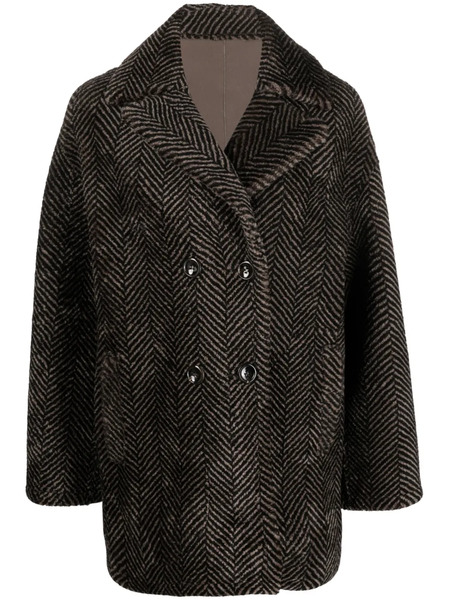  Manzoni 24 Herringbone-pattern Sheepskin Coat - Brown 