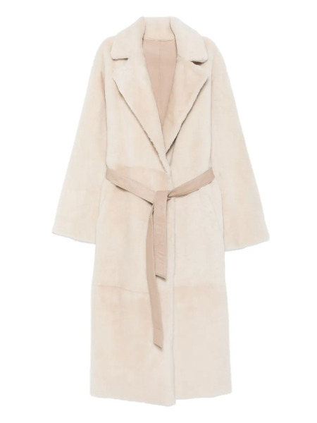  Manzoni 24 Lamb-shearling Belted Coat - Neutrals 