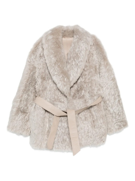  Manzoni 24 Leather-belt Fur Coat - Neutrals 