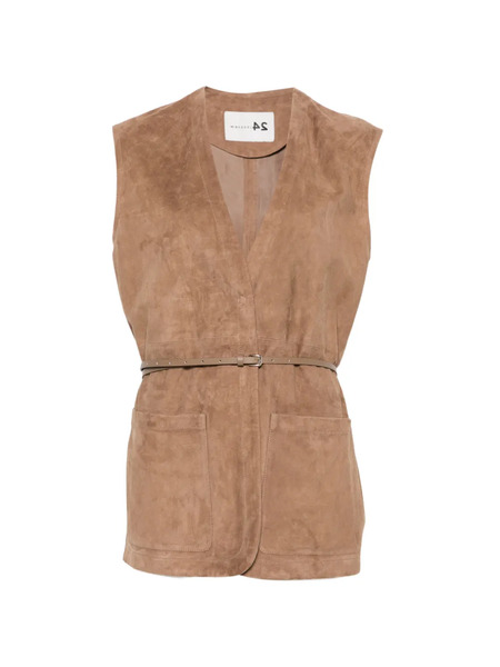 Manzoni 24 Pocket Leather Waistcoat - Brown 