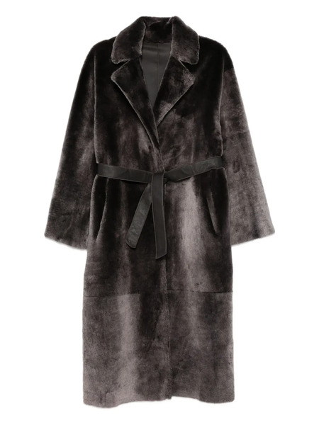  Manzoni 24 Sheepskin Belted Coat - Grey 