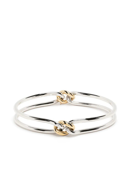  Maor 18kt Yellow Gold And Silver Unity Curb 3mm Bangle Bracelet 