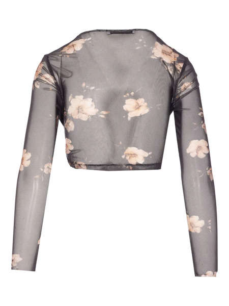  Mar De Margaritas Floral-print Mesh Top - Black 