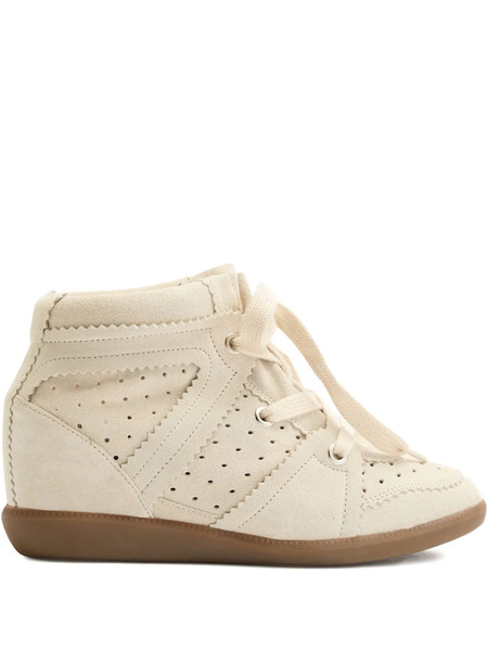  Marant étoile Bobby Perforated Scalloped-edge Sneakers - Neutrals 