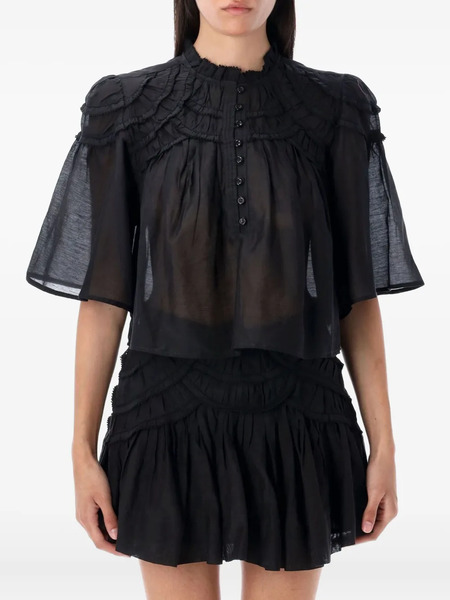  Marant étoile Carmen Ruffled-frill Blouse - Black 