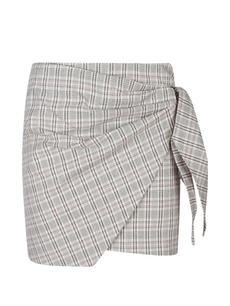  Marant étoile Check-pattern Tie-detail Mini Skirt - Grey 