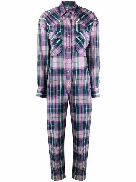  Marant étoile Check-print Button-up Jumpsuit - Green 