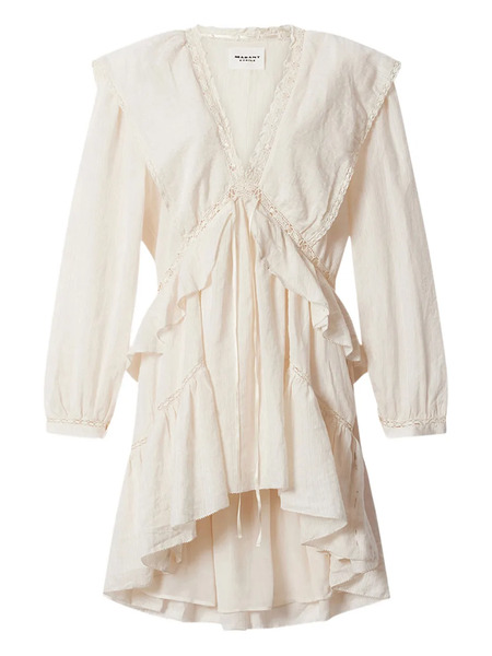  Marant étoile Damya Lace Ruffled Mini Dress - Neutrals 
