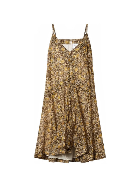  Marant étoile Danielle Ruffled Floral Mini Dress - Brown 