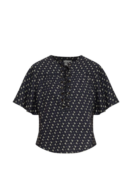  Marant étoile Dianga Lace-up Printed Top - Black 