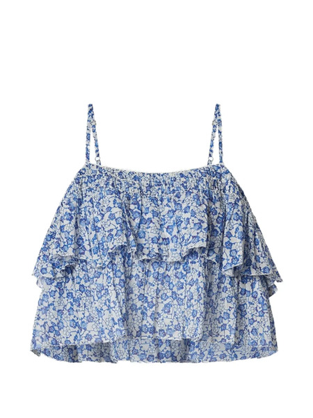  Marant étoile Erisa Ruffled Floral-print Top - Blue 