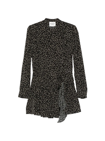  Marant étoile Floral Print Ruched Dress - Black 