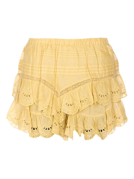  Marant étoile Jocadia Embroidered Ruffled Mini Skirt - Yellow 