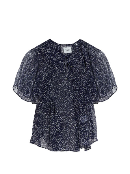  Marant étoile Neslya Ruffled Printed Top - Blue 