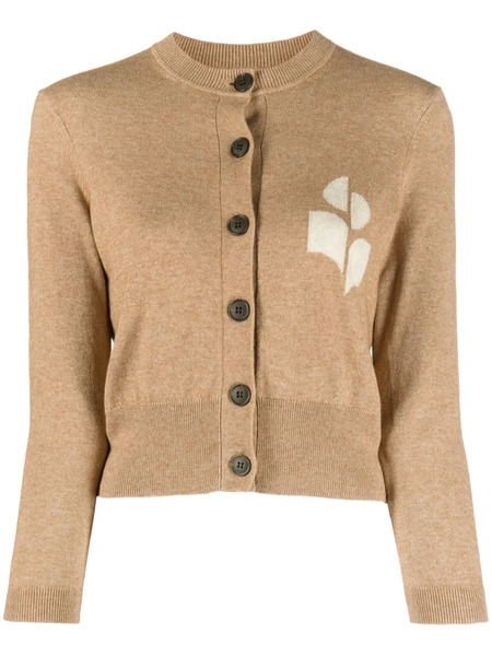  Marant étoile Newton Intarsia-logo Cropped Cardigan - Neutrals 