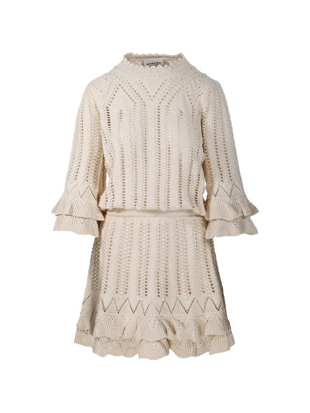  Marant étoile Norma Ruffled Knitted Mini Dress - Neutrals 