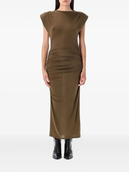  Marant étoile Padded-shoulder Midi Dress - Brown 