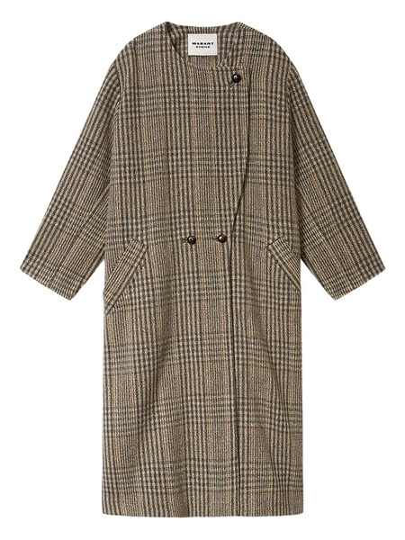  Marant étoile Renee Checked Button Coat - Brown 