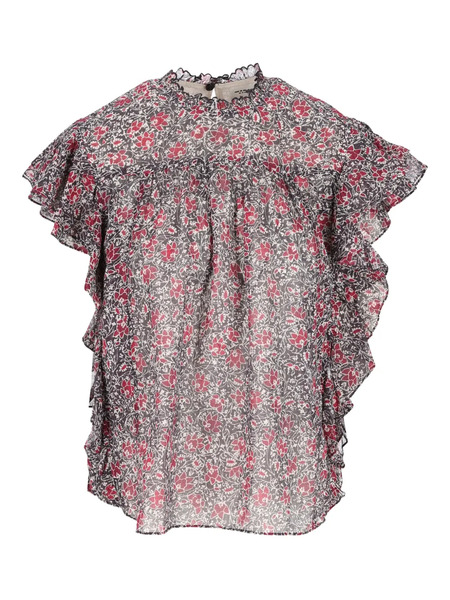  Marant étoile Ruffled Floral-print Top - Black 