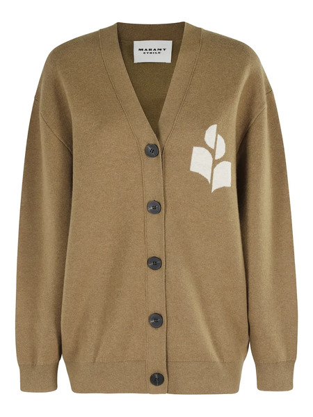  Marant étoile V-neck Logo Cardigan - Brown 