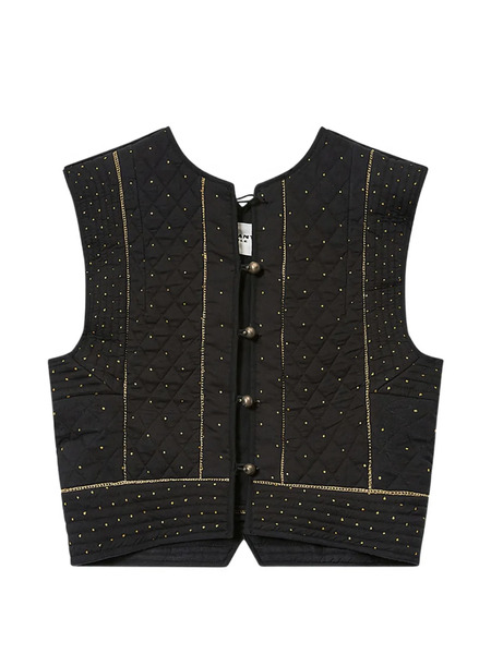  Marant étoile Volana Quilted Studded Top - Black 