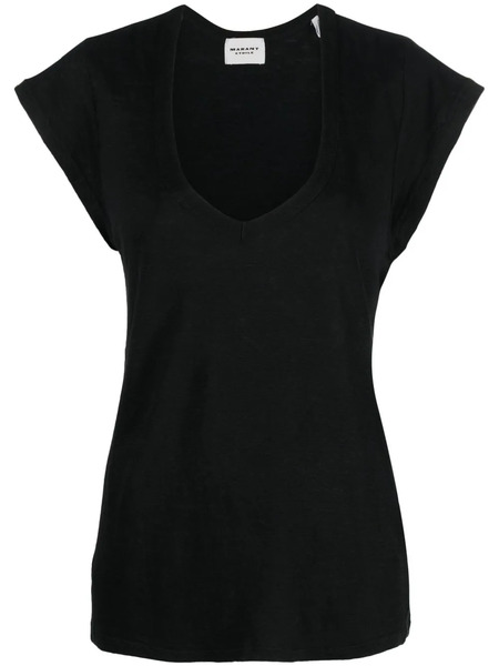  Marant étoile Zankou Linen Short-sleeve Top - Black 