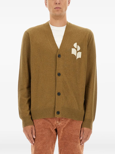  Marant Logo Button Cardigan - Brown 