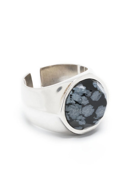  Marant Logo-engraved Gemstone Ring - Silver 